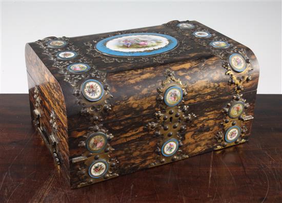 A Victorian coromandel travelling writing box, 14in.